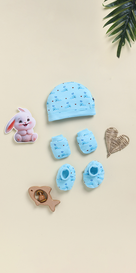 Peek-a-Boo 2225 Infants 100% Cotton Cap Mitten Bootie Set in Breathable Fabric