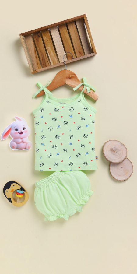 Peek-a-Boo 2239 Upknot Tying Sleeveless Top and Bloomer for Baby Girls  in 100% cotton for Ultrasoft and Breathable Comfort