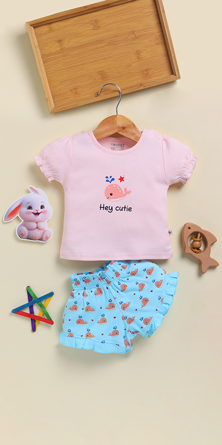 Peek-a-Boo 2243 Top with Bloomer Shorts for Baby Girls  in 100% cotton for Ultra Soft and Breathable Comfort