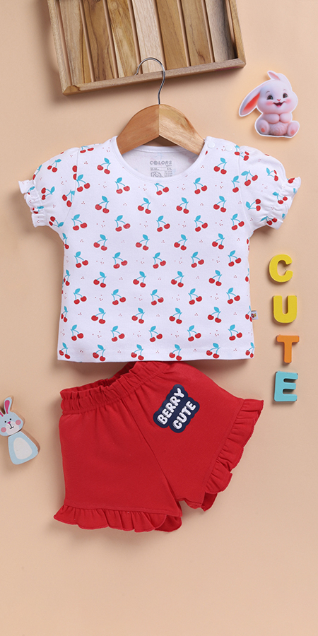 Peek-a-Boo 2244 Top with Bloomer Shorts for Baby Girls-White  in 100% cotton for Ultra Soft and Breathable Comfort