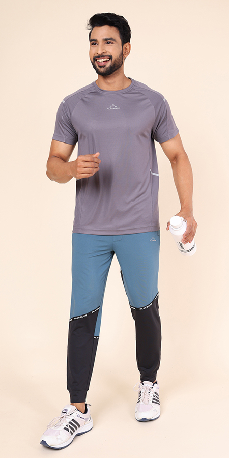 4102 Men's Raglan Sleeve Round Neck T-Shirt| 100% Polyester|Reflective Design| Regular Fit Activewear for HIM