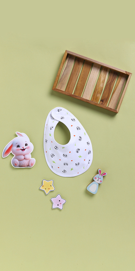 Peek-a-Boo 2257 Bibs-White for Infants in 100% Cotton  with Ultrasoft touch and Super stretchable Fabric