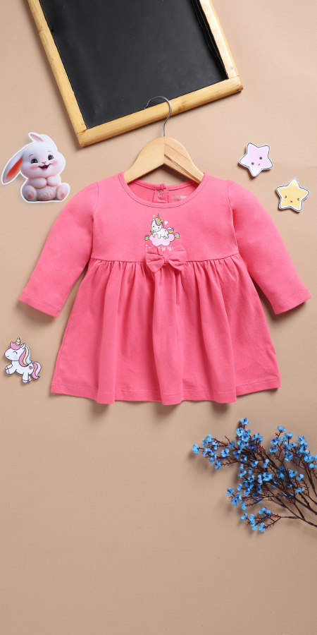 Peekaboo 2214 Girl's Full Sleeve Frock  Assorted Pack Of 1