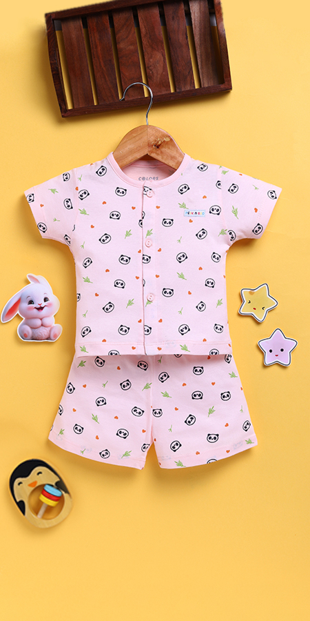 Peek-a-Boo 2241 Front Open Crew Neck Set  for Infants in 100% cotton for Ultra Soft and Breathable Comfort