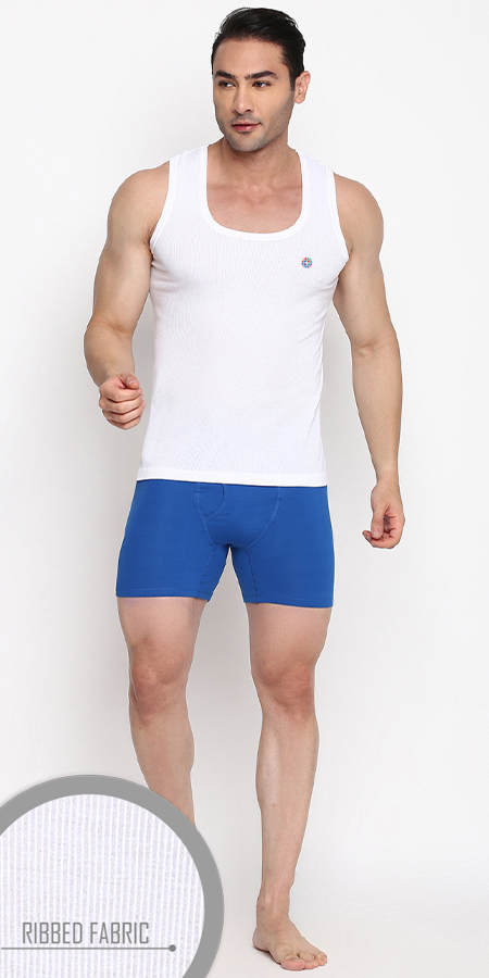 Colors 203 Derby Round Neck Men's Vest White Single Pack