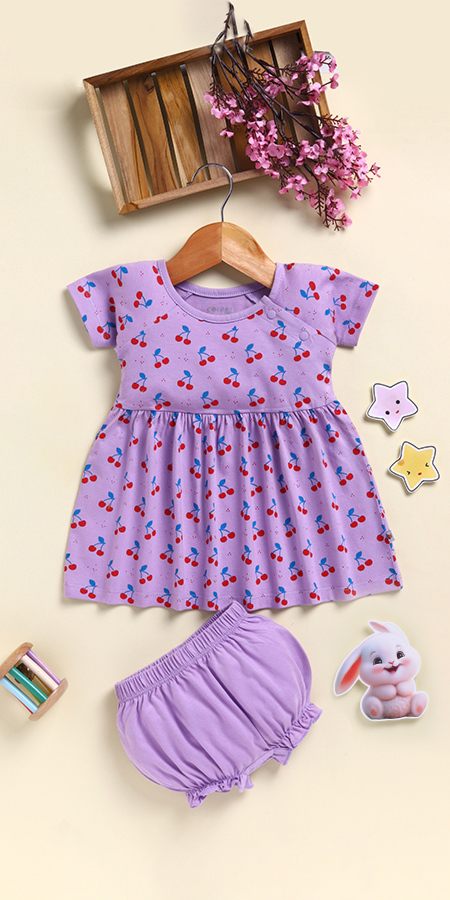 Peek-a-Boo 2207 Infant wear Girls Frock and Bloomer Set in 100% Cotton  for Ultra-Soft, Breathable Comfort